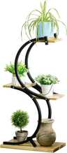 Taimede riiul Outsunny S-kujuline, 4 tasandit, 46 x 25 x 91 cm, must ja naturaalne