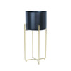Lillepostament Home4You Deia BLACK M, 21,5 x 20,5 x 47 cm, must/kuldne