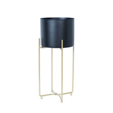 Lillepostament Home4You Deia BLACK M, 21,5 x 20,5 x 47 cm, must/kuldne