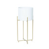 Lillepostament Home4You Deia WHITE M, 21,5 x 20,5 x 47 cm, valge/kuldne
