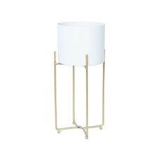 Lillepostament Home4You Deia WHITE M, 21,5 x 20,5 x 47 cm, valge/kuldne