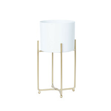 Lillepostament Home4You Deia WHITE S, 19,5 x 18 x 37 cm, valge/kuldne