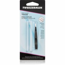 Kaldus otsaga pintsetid Tweezerman Mini Slant, roostevaba teras, reisikarbiga