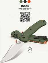 Kokkupandav nuga Benchmade 15536 Taggedout, OD roheline G10