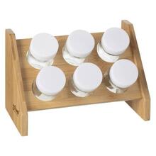 Maitseaineriiul Five Simply Smart, bambus, 6 purki, 21,5 x 12 cm