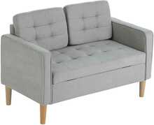 2-kohaline diivan Homcom, 117 x 62 x 78 cm, panipaigaga, pehme, helehall