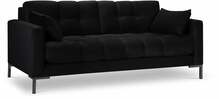 Diivan Micadoni Home Mamaia Velvet, 152 x 92 x 75 cm, must, 2-kohaline
