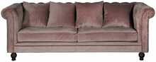 Kolmekohaline diivan Venture Design, 217 x 88 cm, samet, roosa