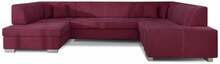 Nurgadiivan Eltap Havana, Mat Velvet 68, 320 x 207 x 73 cm, tume lilla, vasakpoolne, voodikastiga