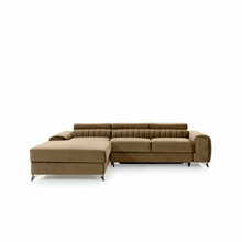 Nurgadiivan Eltap Grayson Nube 20, 205 x 278 x 92 cm, helepruun, vasakpoolne, pesukastiga