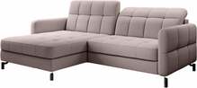 Nurgadiivan Eltap Lorelle Omega 91, 160 x 225 x 105 cm, roosa, vasakpoolne, voodipesukastiga