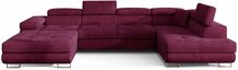 Nurgadiivan Eltap Rodrigo Mat Velvet 68, parem, 202 x 345 x 90 cm, tume lilla, voodikastiga