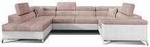 Nurgadiivan Eltap Thiago Omega 91, Soft 17, 350 x 202 x 90 cm, valge/roosa, vasakpoolne, pesukastiga