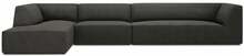 Nurgadiivan Micadoni Home Ruby, 366 x 180 x 69 cm, 5 kohta, must/tumehall, vasak