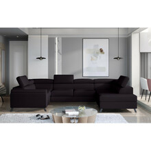Nurgadiivan Eltap Escada, Mat Velvet 99, 200 x 330 x 98 cm, must, parem, voodikastiga