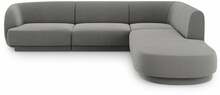Nurgadiivan Micadoni Home Miley Velvet, 252 x 220 x 74 cm, 6-kohaline, parem, helehall