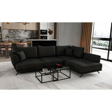 Nurgadiivan Eltap Larde, Velvetmat 10, 191 x 276 x 90 cm, must, parem, voodipesukastiga