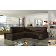 Nurgadiivan Eltap Elano, Soft 66, 255 x 212 x 90 cm, pruun, vasakpoolne, pesukastiga