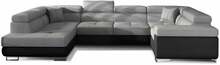 Nurgadiivan Eltap Letto, Sawana 21, Soft 11, 202 x 340 x 90 cm, must/hall, vasakpoolne, voodipesukastiga