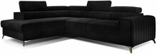 Nurgadiivan Eltap Laurence Mat Velvet 99, 205 x 278 x 92 cm, vasakpoolne, must