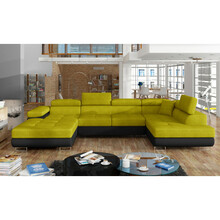 Nurgadiivan Eltap Rodrigo Omega 68, Soft 11, 202 x 345 x 90 cm, must/kollane, parem, voodipesukastiga