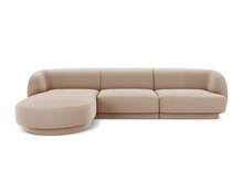 Nurgadiivan Micadoni Home Miley Velvet, 259 x 155 x 74 cm, 4-kohaline, helepruun, vasakpoolne