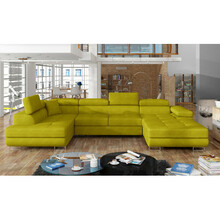 Nurgadiivan Eltap Rodrigo Omega 68, 202 x 345 x 90 cm, kollane, vasakpoolne, pesukastiga