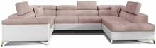 Nurgadiivan Eltap Thiago Omega 91, Soft 17, 350 x 202 x 90 cm, valge/roosa, parem, pesukastiga