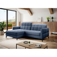 Nurgadiivan Eltap Lorelle Omega 86, 160 x 225 x 105 cm, sinine, vasakpoolne, voodipesukastiga