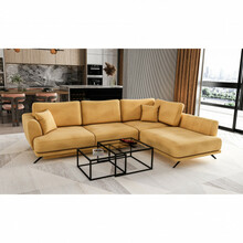 Nurgadiivan Eltap Larde Loco 45, parem, 191 x 276 x 90 cm, kollane, pesukastiga