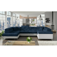 Nurgadiivan Eltap Letto, Kronos 09, Soft 17, 202 x 340 x 90 cm, tumesinine, vasakpoolne, pesukastiga