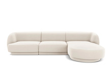 Sametist nurgadiivan Micadoni Home Miley Velvet, 259 x 155 x 74 cm, 4-kohaline, helepruun, parem
