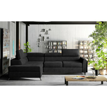 Nurgadiivan Eltap Kairos, Mat Velvet 99, 200 x 265 x 95 cm, must, vasakpoolne, voodipesukastiga