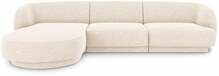 Vasakpoolne nurgadiivan Micadoni Home Miley, 259 x 155 x 74 cm, Chenille 4 Seats, helepruun/valge