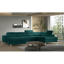 Nurgadiivan Eltap Lacante, Velvetmat 38, 202 x 354 x 92 cm, tumeroheline, parem, voodipesukastiga
