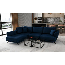 Nurgadiivan Eltap Larde, Velvetmat 40, 191 x 276 x 90 cm, tumesinine, vasakpoolne, pesukastiga