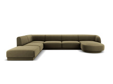 Nurgadiivan Micadoni Home Miley Velvet Panoramic, 327 x 245 x 74 cm, 6 kohta, roheline, vasak