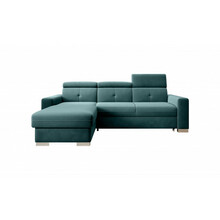 Nurgadiivan Eltap Fresia, Velvetmat 38, 176 x 247 x 104 cm, roheline, vasakpoolne, pesukastiga