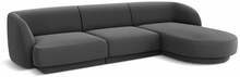 Sametist parempoolne nurgadiivan Micadoni Home Miley Velvet, 259 x 155 x 74 cm, 4-kohaline, hall
