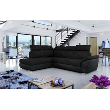 Nurgadiivan Eltap Loreto, Sawana 14, Soft 11, 210 x 260 x 102 cm, must, vasakpoolne, pesukastiga