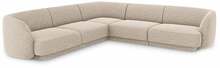 Nurgadiivan Micadoni Home Miley, 252 x 252 x 74 cm, Chenille 5-kohaline, heledapruun