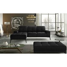 Nurgadiivani ja tumba komplekt Eltap Torrense & Pouf Left Mat Velvet 99, siseruumidesse, must