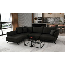 Nurgadiivan Eltap Larde, Velvetmat 10, 191 x 276 x 90 cm, must, vasakpoolne, pesukastiga
