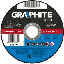 Metalli lihvketas Graphite 57H714, 115 x 6,4 x 22 mm