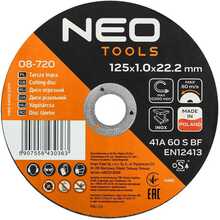 Metalli lõikekettad Neo 08-720, 125 x 1,0 x 22,2 mm, 25 tk