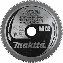 Lõikeketas Makita B-23086, 136 x 1,1 x 20 mm, 56T roostevabale terasele
