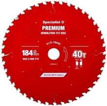 Lõikeketas Specialist+ Demolition Premium, 184 x 40T x 20/16 mm