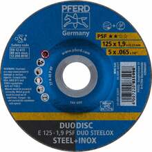 Lõike- ja lihvketas Pferd E125-1,9 A46 P PSF DUO Steelox, 125 x 1,9 x 22,23 mm