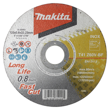 Metallilõikeketas Makita E-22953, 125 x 0,8 x 22,23 mm, Z60V-BF, Inox