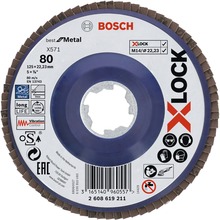 Kroonlehine lihvketas Bosch X-Lock X571, 125 mm, K80